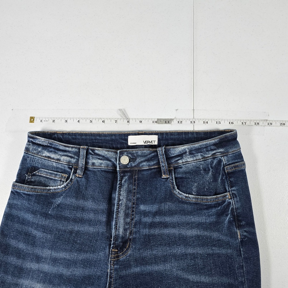 Vervet by Flying Monkey Distressed Skinny Jeans Dark Wash Raw Hem V2144 Size 30 - Picture 3 of 9